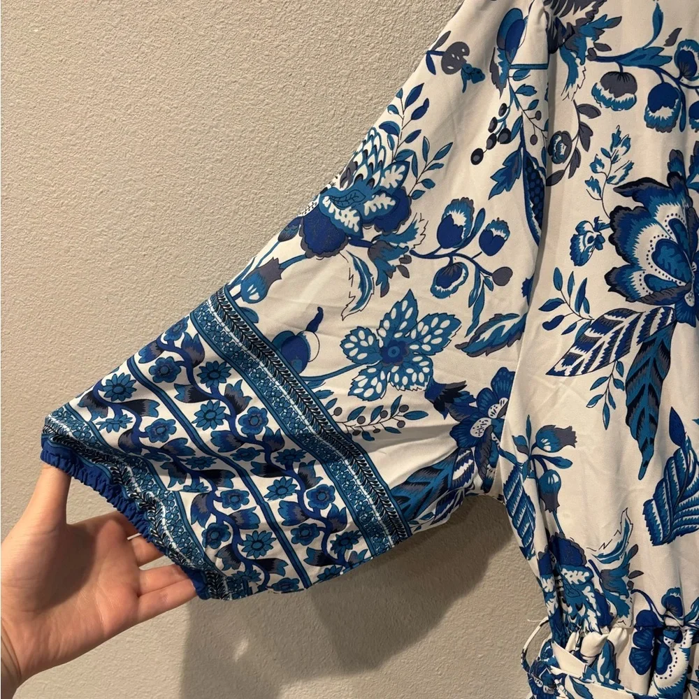 BloomChic Blue and White Patterned Maxi Dress - Picture 4 of 5